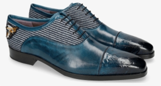 Oxford Shoes Lance 23 Ostrich Mid Blue Bee Patch - Shoe #9473782