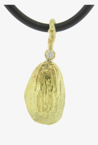 Almond Pendant With Diamond, Rubber And 18-k Yellow - Locket #9479872