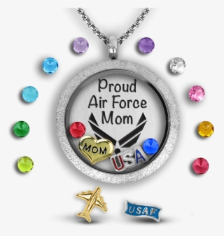 Air Force Mom Charm Necklace Locket Set Tell Me A Charm - Air Force Symbol #9488140