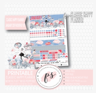 Miss Poppins January 2019 Monthly View Kit Digital - Happy Planner October 2018 Printables #9491969