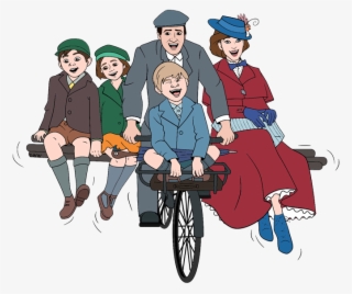 Mary Poppins, Jack, John, Annabel And Georgie On Bicycle - Annabel Mary Poppins Returns #9492022