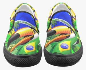 Brazil Flag With Toco Toucan Women's Unusual Slip-on - Toco Toucan With Brazil Flag Ornament (round) #950913