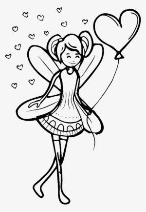 Black And White Sketch Fairy Love Vector - Vector Graphics #953006