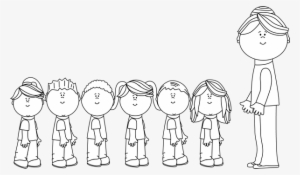 Students - Line Up Clipart Black And White #955642