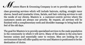 Masters Shave & Grooming Company Is Set To Provide - Business #956222