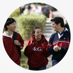 Three Students Wearing Mcgill Sweaters Walking On Campus - Mcgill University #956695