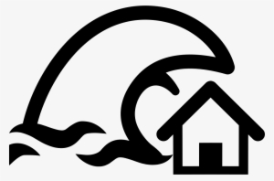 Tsunami Insurance Symbol Of A Home And A Big Ocean - Tsunami Svg #957262