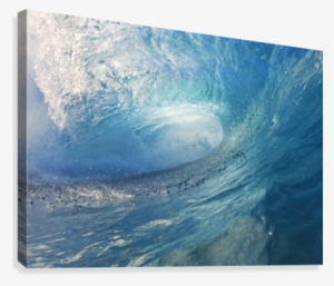 Blue Ocean Wave Canvas Print - Printscapes Wall Art: 36" X 24" Canvas Print With Black #957463