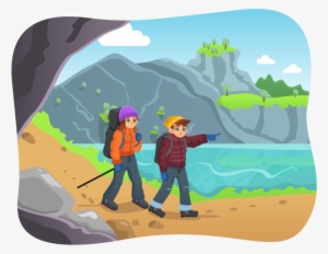 Couple Hiking Next To Lake - Lake #957662