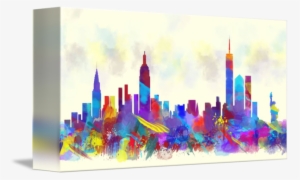 "new York City Skyline Watercolor Print" By Mary Alhadif - New York City Watercolor #958912