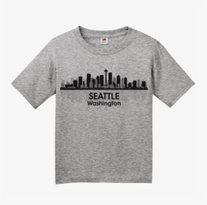 Youth Grey Seattle City Skyline - T-shirt #959395
