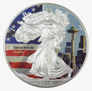 Pre-owned 2015 Usa Eagle 1oz Colourised Silver Coin - Seattle #959423