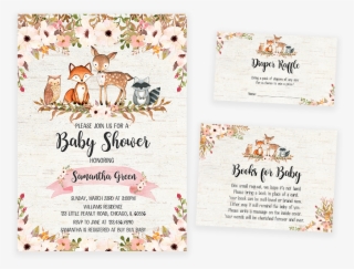 Floral Woodland Baby Shower Invitation Pack - Printable Woodland Baby Shower #9502875
