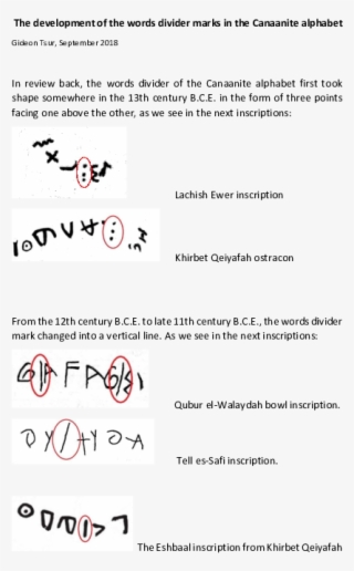The Development Of The Words Divider Marks In The Canaanite - Document #9503830