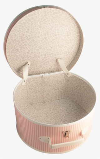 Hat Box 40cm Pink With White Stripes And Dots - Eye Shadow #9504206