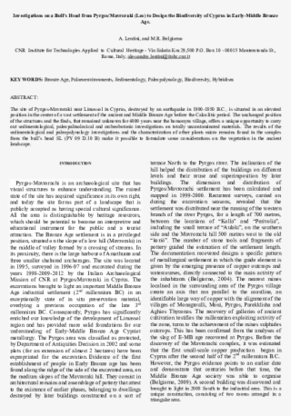 Investigations On A Bull's Head From Pyrgos/mavroraki - Document #9510563