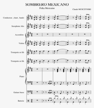 Sombrero Mexicano Sheet Music For Violin, Piano, Harmonica, - Sheet Music #9510801