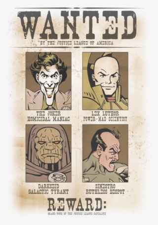 Dc Comics Wanted Poster Juniors T-shirt - Wanted Poster #9511906