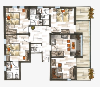 A Large Kitchen With Dining Corner, A Separate Living - Floor Plan #9519742