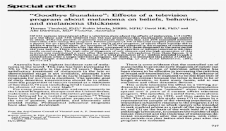 Effects Of A Television Program About Melanoma On Beliefs, - Document #9519983