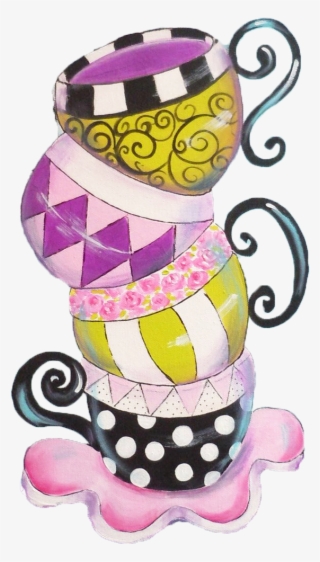 Multiple Tea Cups - Colourful Coffee Cup Painting #9521321