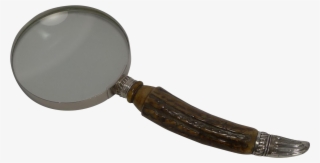 Grand Silver And Antler Horn Handled Magnifying Glass - Mirror #9522584