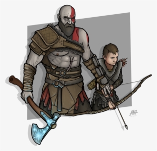 And Atreus God Of - Kratos And Atreus Drawing #9536101