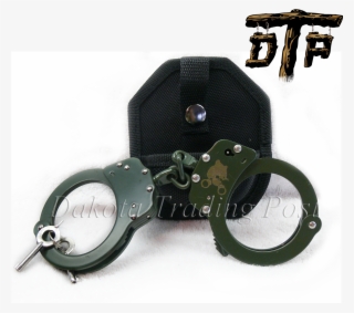Green Plated Double Lock Police Handcuffs - Strap #9536194