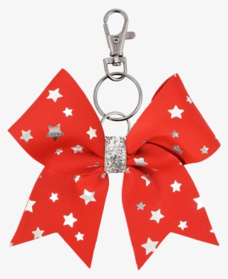 Red Foiled Stars I Love Cheer® Bow Keyring - Keychain #9538787