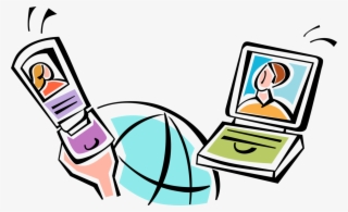 Vector Illustration Of Colleagues Communicate Via Mobile #9541357