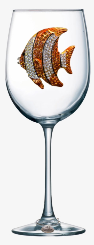 Gold Tropical Fish Stemmed Jeweled Wine Glass - Heart Wine Glass #9543977