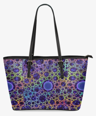 Universe Dots Grid Colored Pattern Leather Tote Bag/small - Handbag #9550941