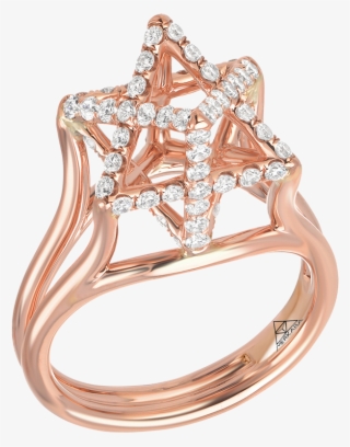 Merkaba Light Rose Gold Ring With Diamonds - Engagement Ring #9555834