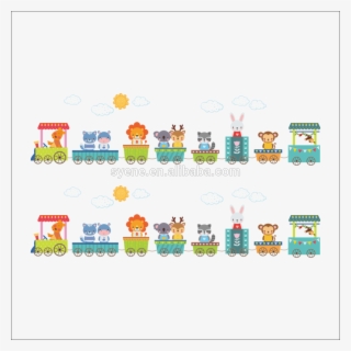 Cartoon Animals Wall Stickers Kindergarten Kid Playroom - Sticker Copii Tren #9558843