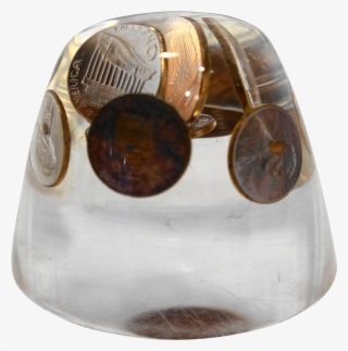 1970 Lincoln Head Penny Pennies Lucite Paperweight - Amber #9566422