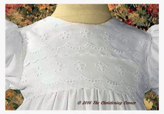 Cotton Eyelet Christening Dress With Lace Border - Ruffle #9567047