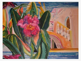 Orchid With Staircase Original - Modern Art #9574882