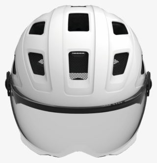 Hyban Smoke Visor Cream White Front View - Abus Hyban+ Casual Helmet #9576008