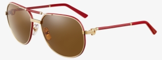 Première De Cartier Sunglasses Red Leather, Golden - Cartier Red Leather Sunglasses #9576276