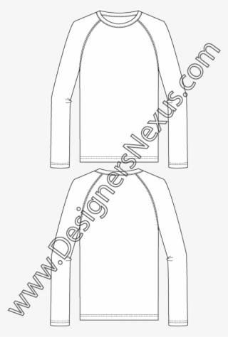 Dress Shirt Clipart Flat Sketch Men's - Raglan Sleeve Flat Sketch #9576676