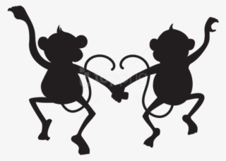 Cute Monkeys Silhouette Png - Monkey Silhouette Clip Art #9577135