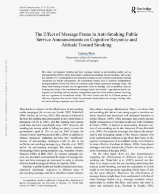 The Effect Of Message Frame In Anti-smoking Public - 1 2 3 Nu #9577868