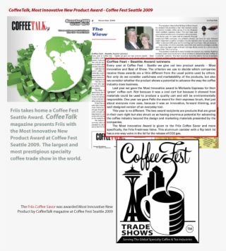 Most Innovative New Product Award Friis Coffee - Coffee Fest #9579833