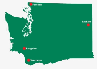 Green Map Of Washington State With Red Dots Indicating - Map Of Washington State #9582238