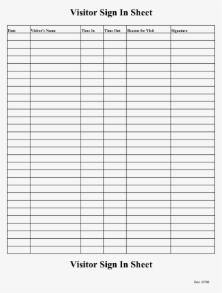 Blank Visitor Sign In Sheet - Assessment Form #9587083
