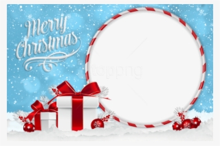 Christmas Blue Photo Frame With Christmas Gifts Png - Christmas Gift Transparent Background #9590148