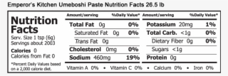 Emperor's Kitchen Umeboshi Paste Nutrition Facts - Nutrition Facts #9594827