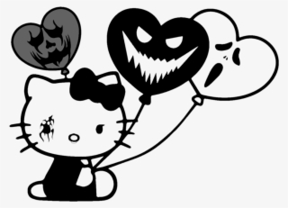 #hellokitty #kitty #creepy #cat #ballons #goth #emo - Transparent Hello Kitty Png #9596230