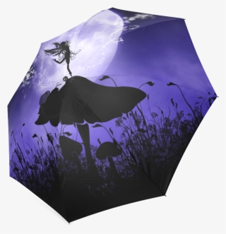 A Beautiful Fairy Dancing On A Mushroom Silhouette - Umbrella #9596711