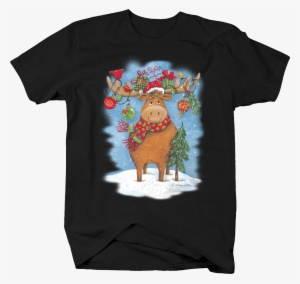 Moose In Winter Storm Christmas Ornaments Gifts On - T-shirt #960037